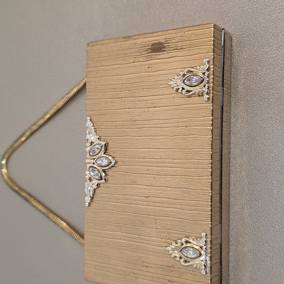 Vintage Evans Marquise Rhinestone Gold Art Deco Minaudiere Cigarette Case Compac - Picture 3 of 15